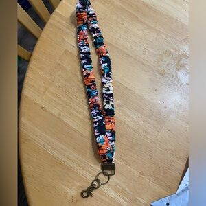 Elastic Stretchy Floral Lanyard with Clip for ID and or Keys